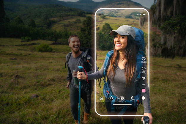 sharing travel moments on social media